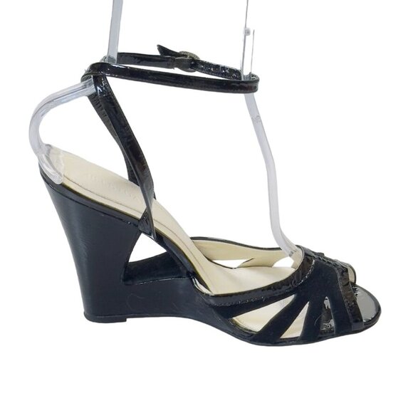 JILL STUART Women's Shoes Black Heels Strap Closure Patent Leather Suede Size M - Picture 5 of 12